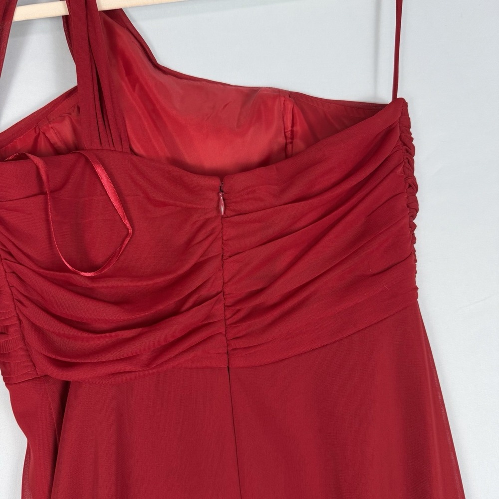 Alex Evenings Size-8 Red Chiffon‎ One Shoulder Empire Waist Evening Gown - Picture 10 of 13